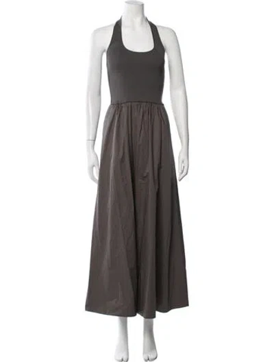 Pre-owned St Agni Halterneck Long Dress In Brown