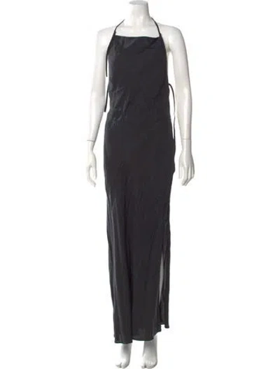 Pre-owned St Agni Halterneck Long Dress In Gray