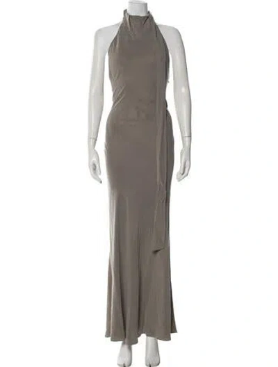 Pre-owned St Agni Halterneck Long Dress In Gray