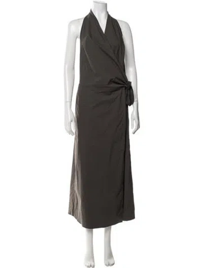 Pre-owned St Agni Halterneck Long Dress In Green