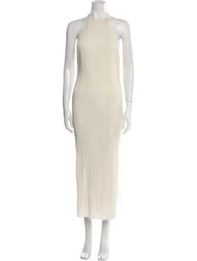 Pre-owned St Agni Halterneck Long Dress In Neutral