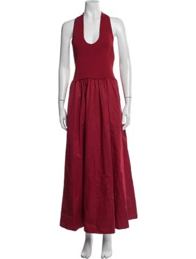 Pre-owned St Agni Halterneck Long Dress In Red