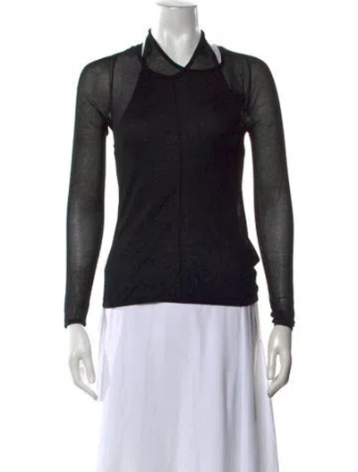 Pre-owned St Agni Halterneck Long Sleeve Top In Black