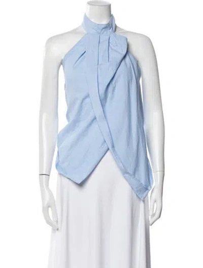 Pre-owned St Agni Halterneck Sleeveless Top In Blue