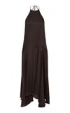 St Agni Handkerchief Silk Halter Dress In Brown