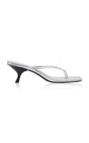 St Agni Heeled Leather Sandals In Silver