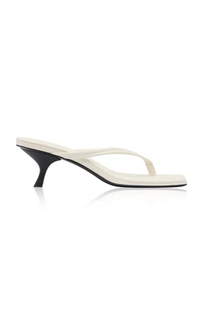 St Agni Heeled Leather Sandals In White