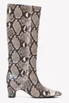 St Agni Python Print Leather High Boots In Brown