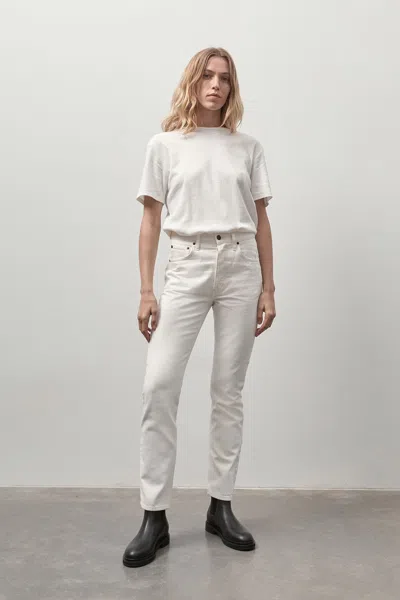 St Agni High Waist Crop Straight Jeans In Off White