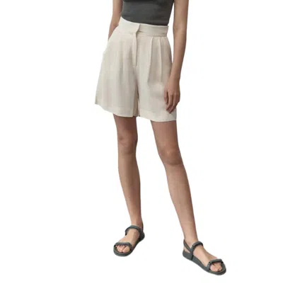 St Agni High Waist Pleated Shorts In Cool White In Multi