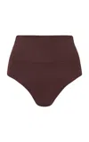 St Agni High-waisted Bikini Bottom In Brown