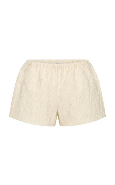 St Agni St. Agni Iris Jacquard Cotton-blend Shorts In White