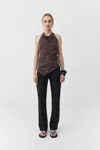 St Agni Jacquard Cowl Tie Top In Purple