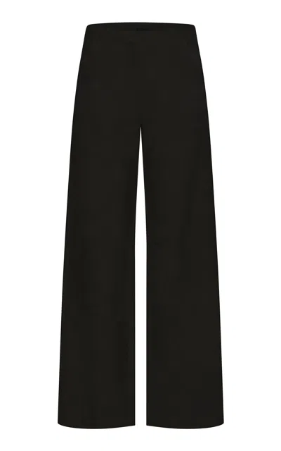 St Agni St. Agni Jacquard Minimal Silk Wool Pants In Black