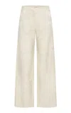 St Agni St. Agni Jacquard Minimal Silk Wool Pants In White