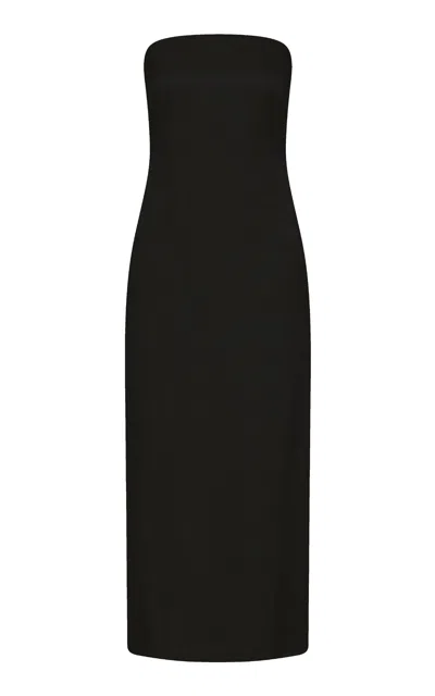 St Agni St. Agni Jacquard Strapless Silk Wool Dress In Black