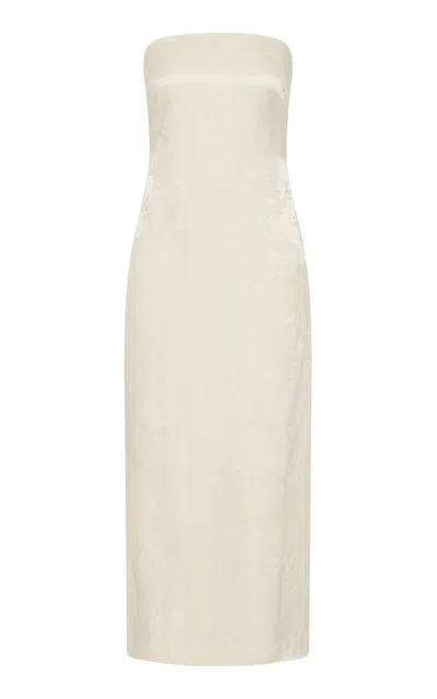 St Agni St. Agni Jacquard Strapless Silk Wool Dress In White