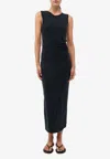 St Agni Jersey Draped Midi Dress In Black