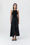 St Agni Knit Bodice Asymm Dress In Black