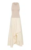 St Agni Knit Bodice Asymm Dress In Neutral