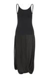 St Agni St. Agni Knit Bodice Drape Sheer Dress In Black