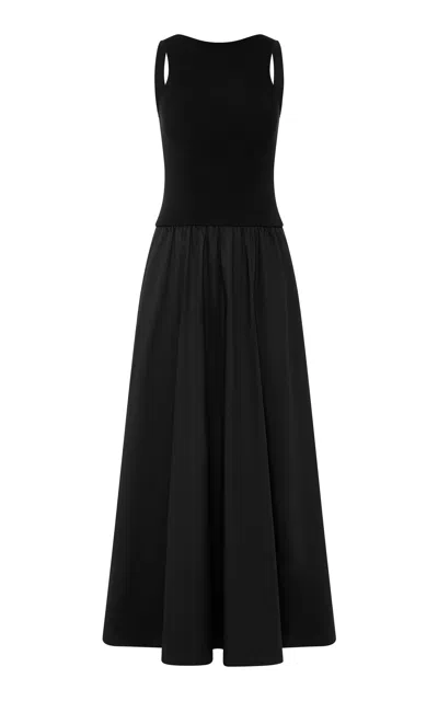 St Agni Knit-cotton Combo Maxi Dress In Black