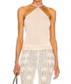 St Agni Knit Halter Top In Ecru In White