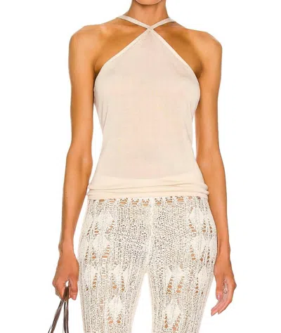 St Agni Knit Halter Top In Ecru In White