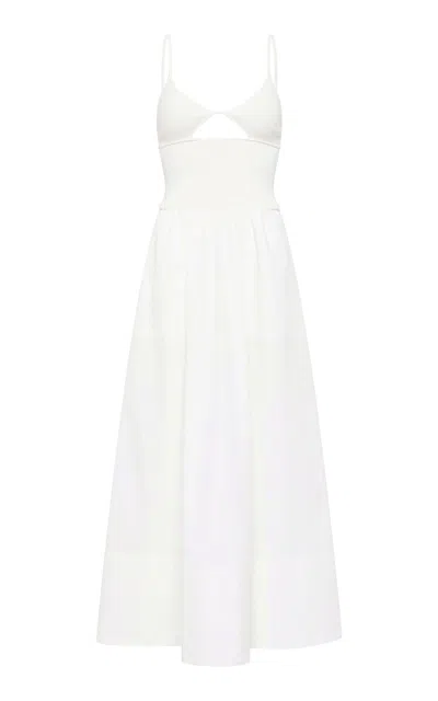 St Agni Knit-poplin Combo Maxi Dress In White