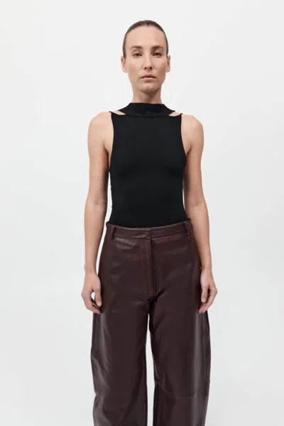 St Agni Knit Scarf Top In Black
