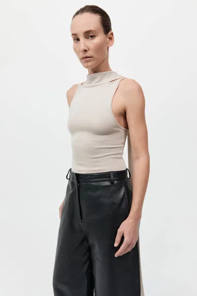 St Agni Knit Scarf Top In Creme
