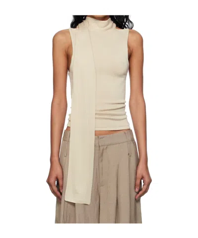 St Agni Knitted Scarf Vest In Neutral