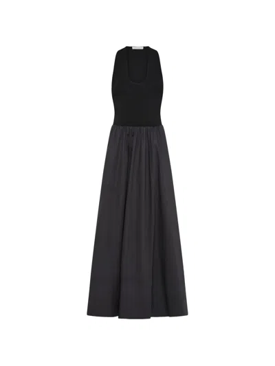 St Agni Knitted-bodice Gathered Dress In Black