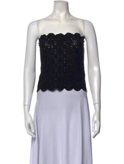 Pre-owned St Agni Lace Pattern Strapless Top In Black