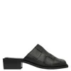 St Agni Ladies Woven Leather Stacked Heel Mules In Black