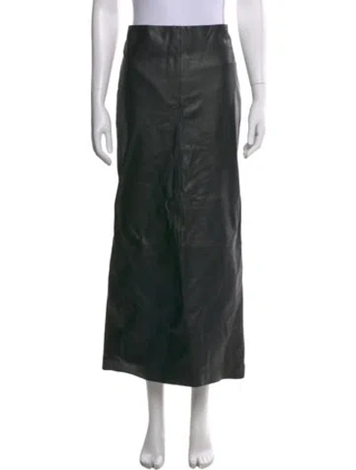 Pre-owned St Agni Lamb Leather Long Skirt In Green