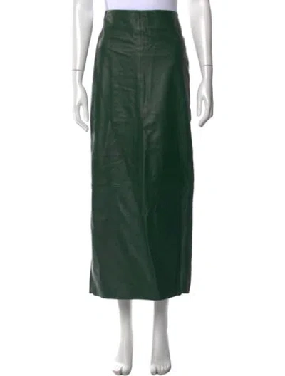 Pre-owned St Agni Lamb Leather Long Skirt In Green