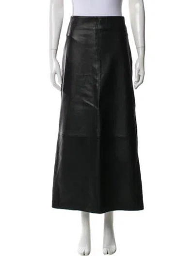Pre-owned St Agni Lamb Leather Midi Length Skirt In Black