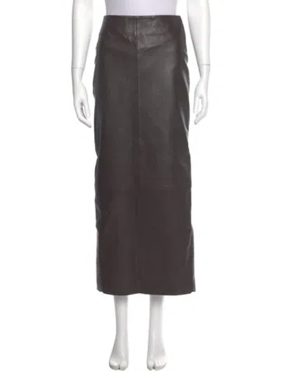 Pre-owned St Agni Lamb Leather Midi Length Skirt In Gray