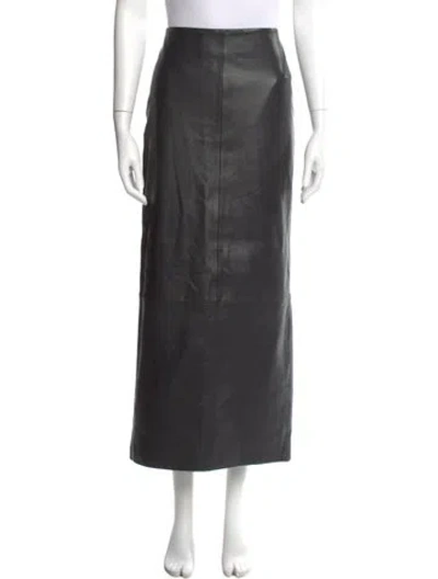 Pre-owned St Agni Lamb Leather Midi Length Skirt W/ Tags In Grey