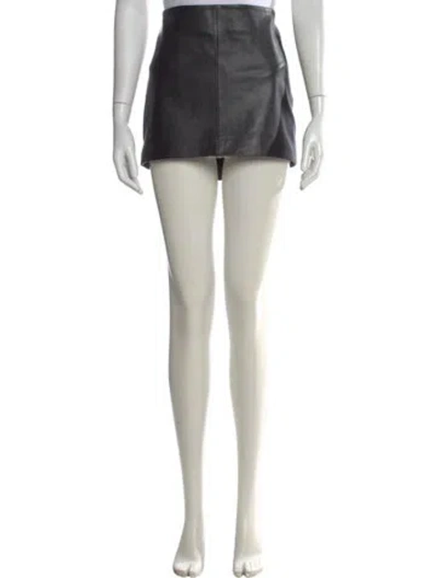 Pre-owned St Agni Lamb Leather Mini Skirt In Black