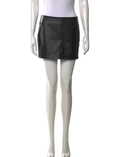 Pre-owned St Agni Lamb Leather Mini Skirt In Black