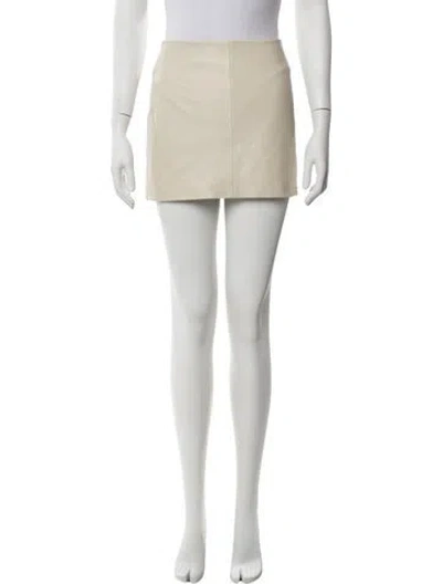 Pre-owned St Agni Lamb Leather Mini Skirt In Neutrals