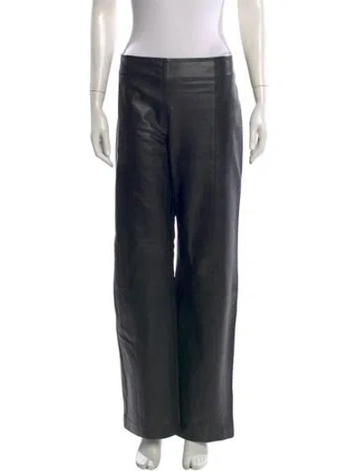 Pre-owned St Agni Lamb Leather Wide Leg Pants In Black