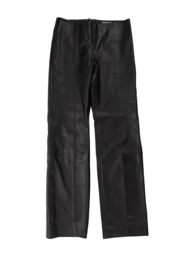Pre-owned St Agni Lamb Leather Wide Leg Pants In Black