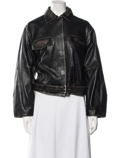 Pre-owned St Agni Lambskin Biker Jacket In Black