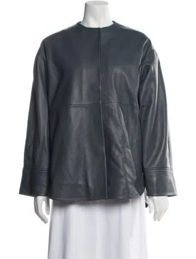 Pre-owned St Agni Lambskin Jacket In Blue/grey