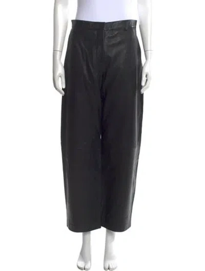 Pre-owned St Agni Lambskin Wide Leg Pants In Black