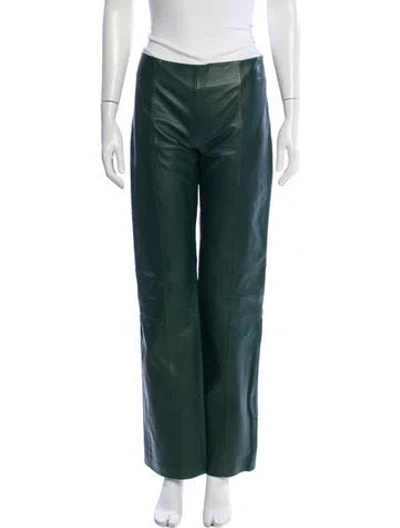 Pre-owned St Agni Lambskin Wide Leg Pants In Green