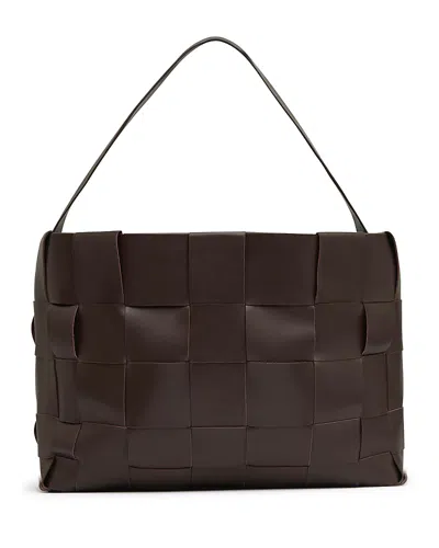 St Agni Large Woven Leather Tote In Brown